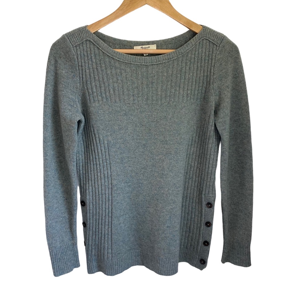 Madewell Marino Wool Oversized Sweater With Button Accent